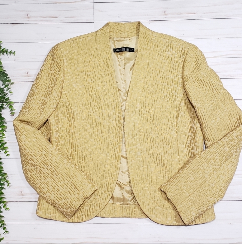 Lafayette 148 cotton/silk gold blazer